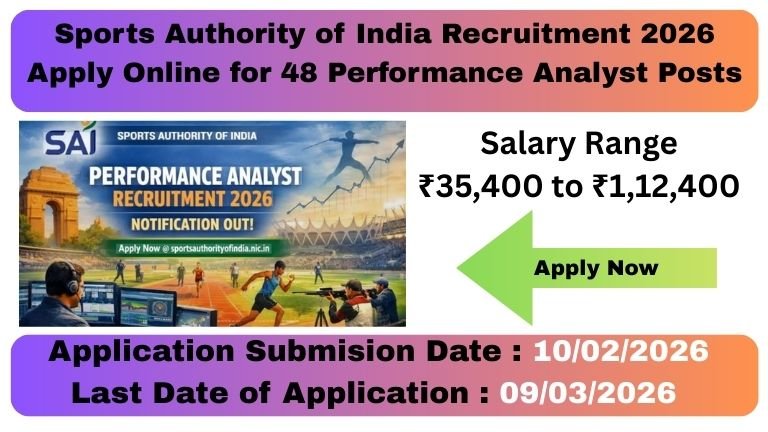 Sports Authority of India Recruitment 2026: Apply Online for 48 Performance Analyst Posts